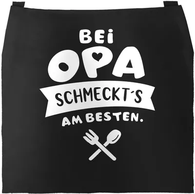 Produktbild von Kochschürze bei Opa schmeckts am besten Grill-Schürze Spruch Schürze Küchenschürze Baumwolle Moonworks® schwarz unisize
