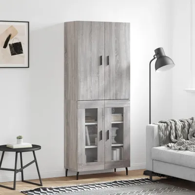 Immagine prodotto di vidaXL Credenza Grigio Sonoma 69,5x34x180 cm Materiale a base di legno