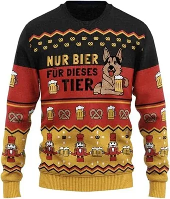 Produktbild von JAP Christmas Deutschland - Lustiger Hässlicher Weihnachtspullover Für Damen und Herren Ugly Christmas Sweater - Schwarz Rot und Gelb - XS