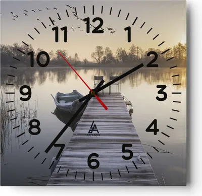 Produktbild von Wanduhr - Quadrat - Glasuhr - Brücke Westen die Sonne - 40x40cm - Schleichendes Uhrwerk - Lautlos - zum Aufhängen bereit - Dekoration Modern - Wanddekoration aus Glas - C4AC40x40-4197