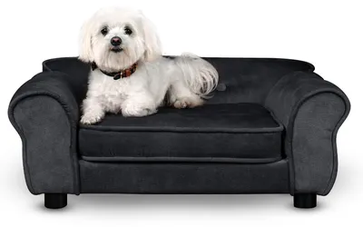 Produktbild von MG Design Haustiersofa in Schwarz - stabiles Holzgestell, weich gepolstert, pflegeleicht - Hundesofa & Katzensofa, fertig montiert