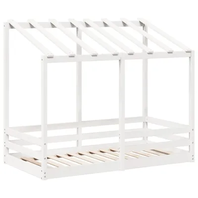 Produktbild von "WINTER SALE" Kinderbett Einzelbett - Gästezimmer - mit Dach Weiß 70x140 cm Massivholz Kiefer - Polsterbett Klassische Betten NEU1149761