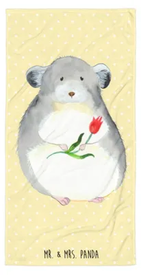Produktbild von Mr. & Mrs. Panda Strandtuch Chinchilla Blume - Gelb Pastell - Geschenk, Chinchillas, Duschtuch, Chaos, traurig sein, Handtuch, Frottee-Handtuch, Lustige Sprüche, Büro