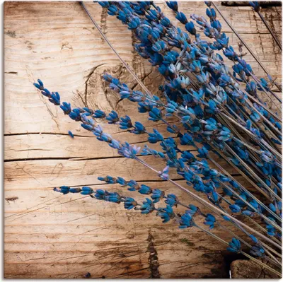 Produktbild von ARTland Leinwandbild Lavendel vor Holzhintergrund Größe: 30x30 cm