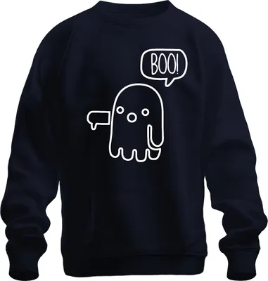 Obrázek produktu pro BOO! roztomilý duch Halloween legrační děti kreslený roztomilý retro uni mikina svetr, námořnická modrá, S