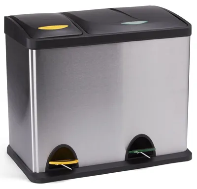 Abfalltrennsystem 26 L, Edelstahl, 2 Inneneimer, Pedal