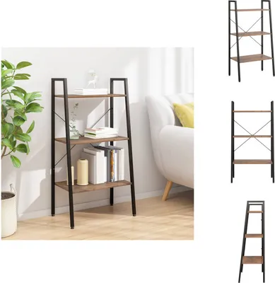 Immagine prodotto di vidaXL Scaffale a 3 ripiani marrone scuro e nero 56x35x108 cm - Librerie e scaffali