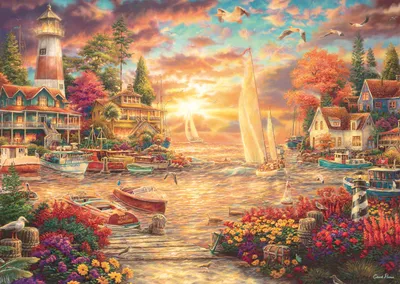 Image de 1000 pièces Schmidt Spiele Puzzle Chuck Pinson Morgenstille am See 58554