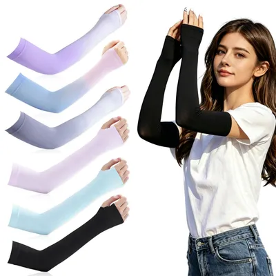 Produktbild von 6 Paar Unisex Arm Sleeves Kühlung UV-Schutz Atmungsaktiv mit Daumenloch