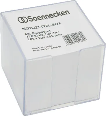 Produktbild von Zettelbox 5806 105x105x91mm transparent +Inhalt Packung mit 12 Stück