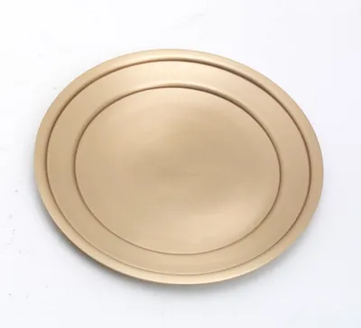Produktbild von Kerzenteller, Dekoteller Messing Gold matt satiniert (Innen Ø 7,5 cm, Außen 11 cm)