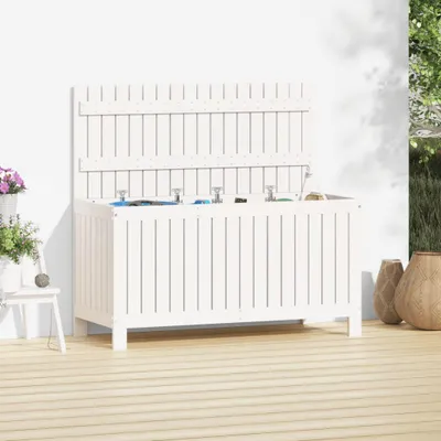 Image de vidaXL vidaXL - Coffre de jardin - 115x49x60 - cm - massif - Pin - blanc
