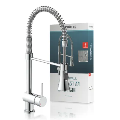 Produktbild von SCHÜTTE Küchenarmatur CORNWALL, Niederdruck Armatur Küche, Wasserhahn Küche ausziehbar, Mischbatterie Küche, Chrom