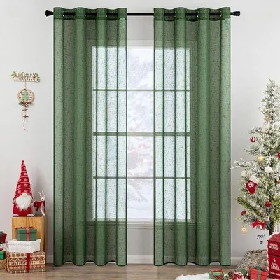 Produktbild von Unyqoos® Transparente Voilegardinen mit Ösen – 2er-Set, 140 x 245 cm, 100% Polyester, Leinenoptik, für Schlafzimmer und Wohnzimmer