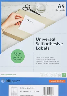 Produktbild von rillprint Universal-Etiketten 63,5 x 38,1 mm weiß 2.100 Etiketten