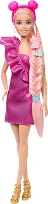 Produktbild von Barbie Fun & Fancy Hair Puppe mit extralangem, buntem blondem Haar und Styling-Zubehör, Modepuppe, Weiblich, 3 Jahr(e), Mädchen, 298 mm, 185 g