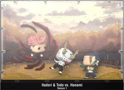 Zdjęcie produktu dla Jujutsu Kaisen POP Moments Winylowe figurki Itadori & Todo vs Hanami 9 cm