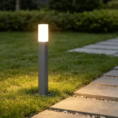 Produktbild von Mai & Mai Pollerleucht Standleuchte Wegeleucht aus Aluminium für den Außenbereich, 40 cm Höhe IP65 Schutzklasse LED 3000K Sandgrau dunkel Deus Lumina