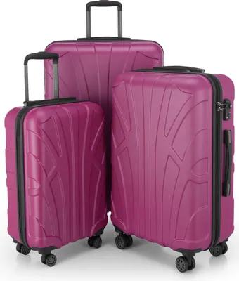 Produktbild von Suitline - 3er Kofferset Rollkoffer Hartschalenkoffer 4 Rollen Handgepäck-Trolley und Aufgabegepäck Koffer erweiterbar Travel Luggage Gepäck Set Hardcase ABS, TSA,Magenta