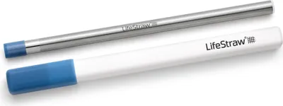 Image de LifeStraw Sip - Paille réutilisable en acier inoxydable avec étui, élimine les microplastiques, les bactéries et les parasites pour les voyages et l'usage quotidien, Bleu tempête