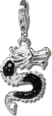 Produktbild von SilberDream schwarz Charm Drache Zirkonia 925 Silber Charms-Anhänger GSC524S