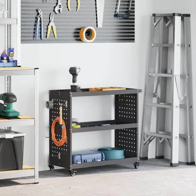 Produktbild von Möbel Werkzeugwagen Schwarz 75 x 35 x 73 cm Kaltgewalzter Stahl - Werkzeugschränke &61171