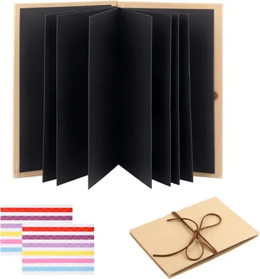 Produktbild von 5 Inch Fotoalbum zum Selbstgestalten, 17,5 x 11,5cm Klein Fotobuch zum Einkleben 34 Seiten, DIY Mini Scrapbook Memory Book, Photoalbum für Geburtstagsgeschenk, Hochzeit, Abschluss Geschenk,Schwarz