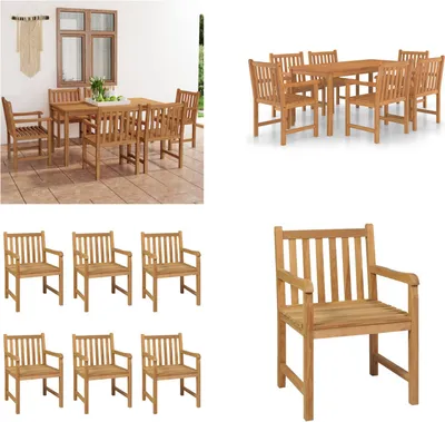 Produktbild von vidaXL 7 tlg. Garten Essgruppe Massivholz Teak - Garten Essgruppe - Outdoor Essgruppe - Essgruppe - Essgruppen