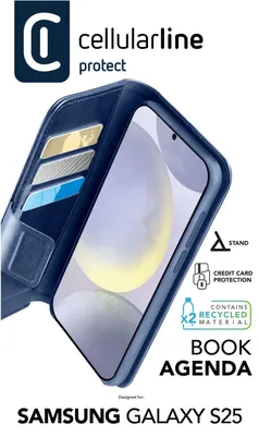 Produktbild von Cellularline Book Agenda - Galaxy S25, Folio, Samsung, Galaxy S25, 16,1 cm (6.36"), Blau