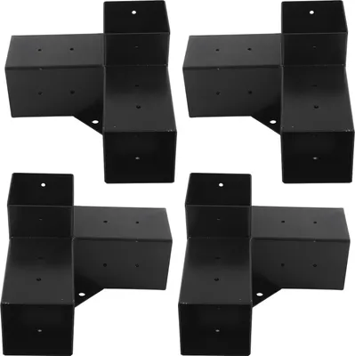 Image de Support de pergola en acier, support surélevé en bois à monter soi-même, kit de quincaillerie pour l'extérieur, 4 pièces