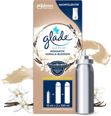 Produktbild von Glade by Brise Touch & Fresh Romantic Vanilla Blossom, Automatisches Spray, Flüssigkeit, Vanille, Holz, Flasche, 10 ml, CE