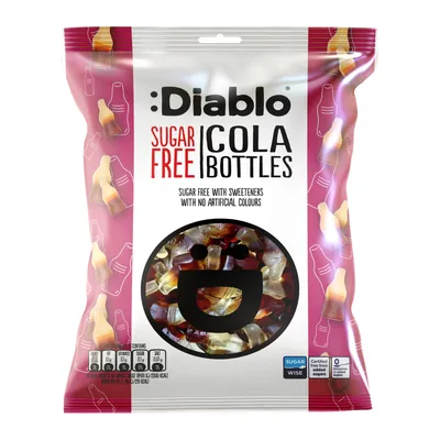 Produktbild von Diablo Cola-Fläschchen zuckerfrei 75 g, Fruchtgummi Cola