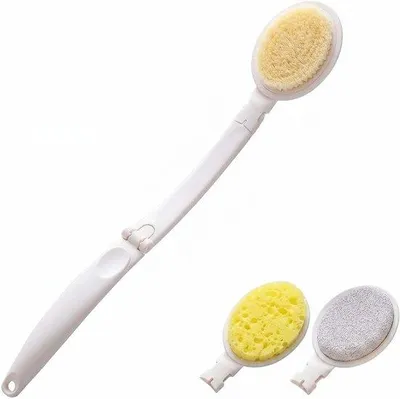 Produktbild von Rückenbürste, Cremetuch, langer Stiel, Duschbürste 3-in-1, Rückenpeeler, Lotionauftrag, austauschbare Aufsätze