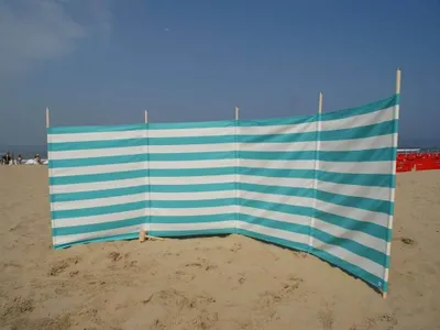 Image de Pare-vent de plage 5 m turquoise/blanc en Polyacrylique - Pare-vent de camping 5 m