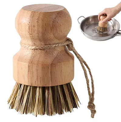 Produktbild von Pilzbürste und Gemüsebürste - Mit Naturborsten aus Kokos und Sisal - Zur Reinigung von Wurzelgemüse, Töpfen und Pfannen - Holz mit Kordel