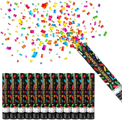 Konfettikanonen 12er-Pack, 30 cm, biologisch abbaubar, 3-6 m Reichweite