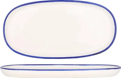 Zdjęcie produktu dla Miska do serwowania Rinart - niebieska krawędź - porcelana - 25x13 cm