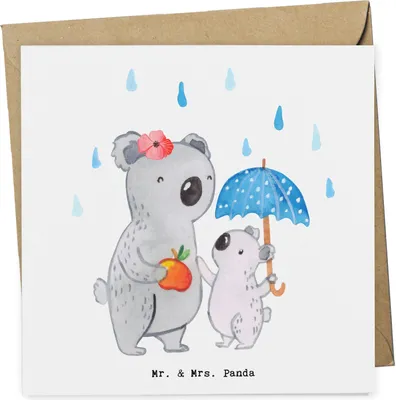 Produktbild von Mr. & Mrs. Panda Klappkarte Tagesmutter Herz - Weiß - Geschenk, anlasskarte, faltkarte, Grußkarte, Glückwunschkarte, doppelkarte