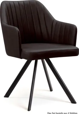 Produktbild von Armlehnstuhl drehbar (4er-Set) Dhana 58x81x60 Schwarz/Espresso