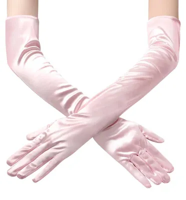 Produktbild von Lange Satin-Handschuhe Ellenbogenlänge Einheitsgröße Pink