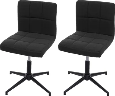 Obrázek produktu pro sada 2 jídelních židlí Kavala II, kuchyňská židle, výškově nastavitelný otočný mechanismus látka/textil tmavě šedá, podnož černá