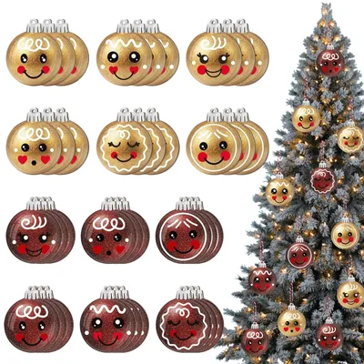 36 Holz-Lebkuchenmänner Weihnachtsbaumanhänger, 12 Designs