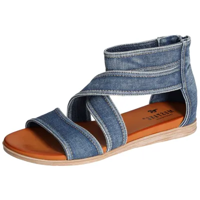 Produktbild von Mustang Damen Sandale geschlossene Ferse Kreuzriemen Zipper 1424-806, Größe:39 EU, Farbe:Blau