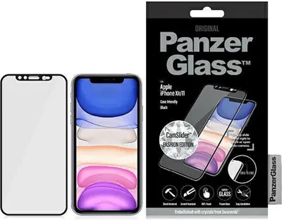 Zdjęcie produktu dla PanzerGlass E2E Super+ Szkło hartowane Swarovski z osłoną na ekran i aparat do iPhone'a XR 11 z czarną ramką