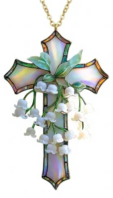 Produktbild von Handbemalter Maiglöckchen-Anhänger aus Acryl für Wohnzimmer, Ostern, Taufe, Kirche oder Zuhause