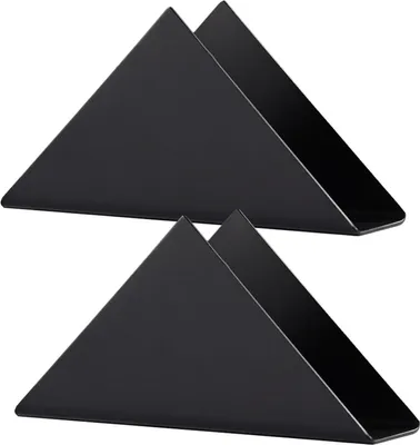 Image de Rond de serviette Noir Métal Design Triangulaire Lot de 2