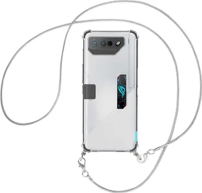 Produktbild von Handykette Backcover-Schutzhülle mit Band (Metall silberfarben) für Asus ROG Phone 7 Ultimate (6.78'') - silberfarbene Snake-Kette