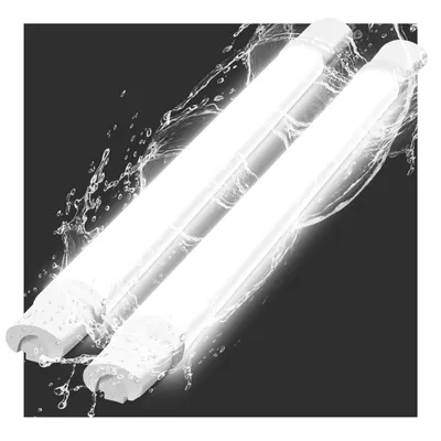 Image de ZMH 2 PERSONNES Lampe LED pour locaux humides Plafonnier 90CM 24W 3000LM Plafonnier Lampe d'atelier Tube LED Lampe de cave IP65 étanche 5000K Blanc froid pour bureau Garage Cave Atelier
