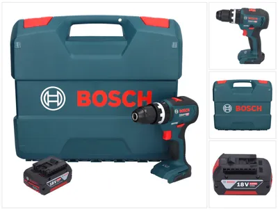 Image de Bosch GSB 18V-55 Professional Perceuse-visseuse à percussion sans fil 18 V 55 Nm Brushless + 1x batterie 4,0 Ah + Coffret - sans chargeur