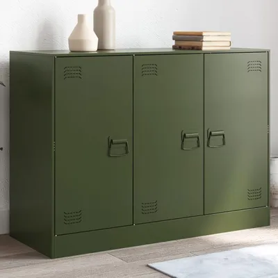 Zdjęcie produktu dla vidaXL Kredens zielony oliwkowy 99x39x73 cm stalowy